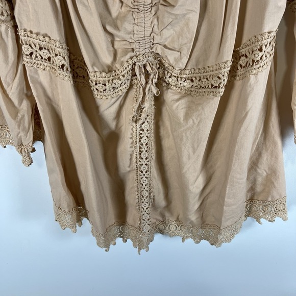 Venus Boho Hippy Peasant Crochet-Trim Cutout‎ blouse Peachy Pink Size 1X Whimsy - Picture 3 of 9